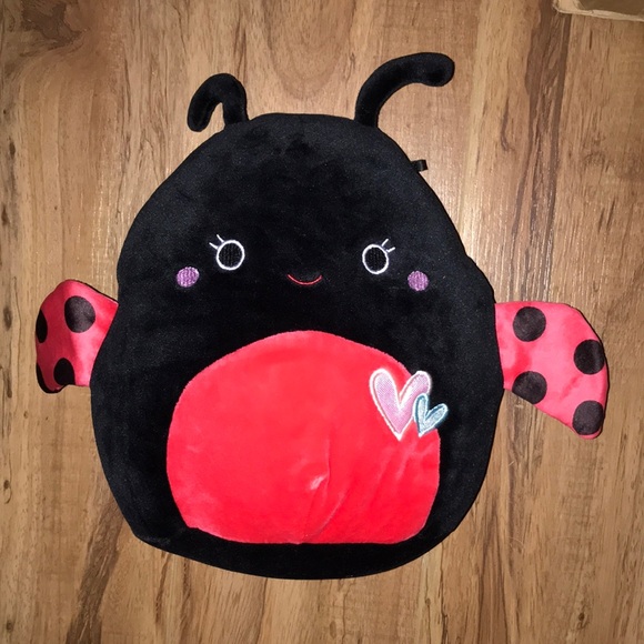 Squishmallows Other - Plush Ladybug Soft Backpack in Black and Red with Heart Accent